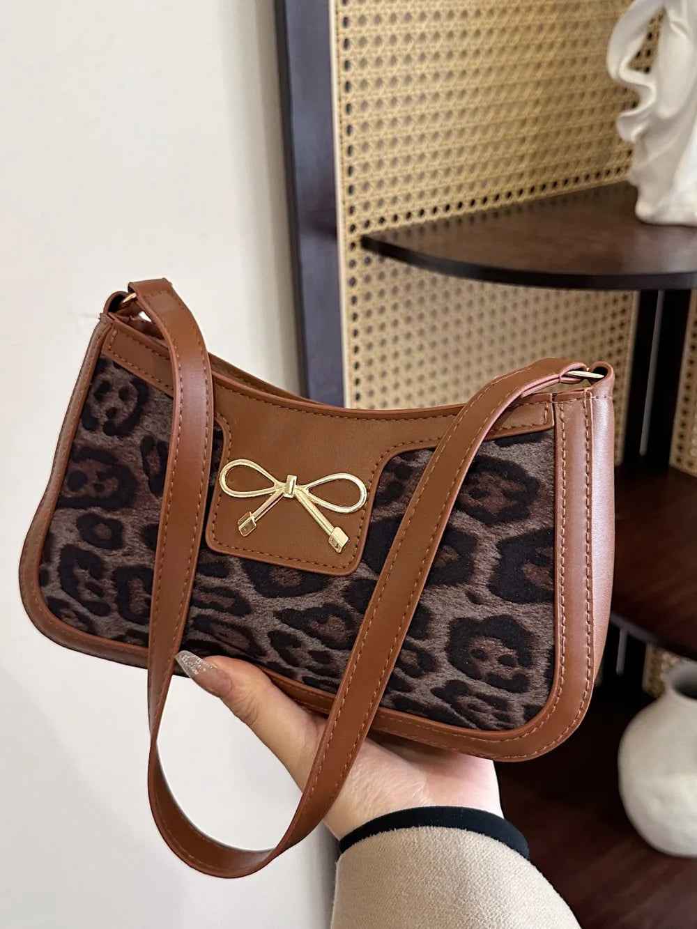 Bow Leopard PU Leather Handbag-Free Shipping - aurelia-clothing-8955