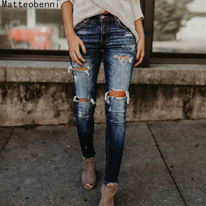 Boyfriend Hole Ripped Jeans Pants Cool Denim Vintage skinny push up womens jeans High Waist Casual ladies jeans Slim mom jeans - aurelia-clothing-8955