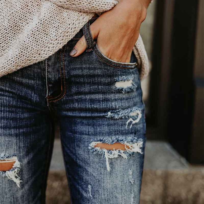 Boyfriend Hole Ripped Jeans Pants Cool Denim Vintage skinny push up womens jeans High Waist Casual ladies jeans Slim mom jeans - aurelia-clothing-8955