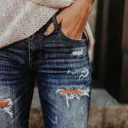 Boyfriend Hole Ripped Jeans Pants Cool Denim Vintage skinny push up womens jeans High Waist Casual ladies jeans Slim mom jeans - aurelia-clothing-8955