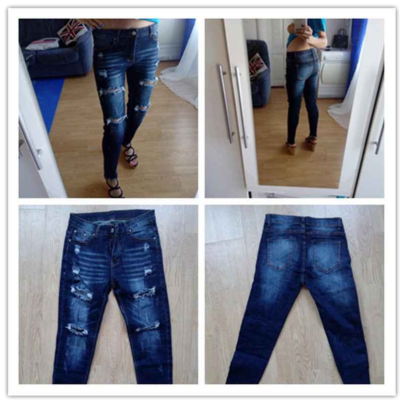 Boyfriend Hole Ripped Jeans Pants Cool Denim Vintage skinny push up womens jeans High Waist Casual ladies jeans Slim mom jeans - aurelia-clothing-8955
