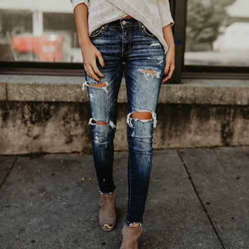 Boyfriend Hole Ripped Jeans Pants Cool Denim Vintage skinny push up womens jeans High Waist Casual ladies jeans Slim mom jeans - aurelia-clothing-8955