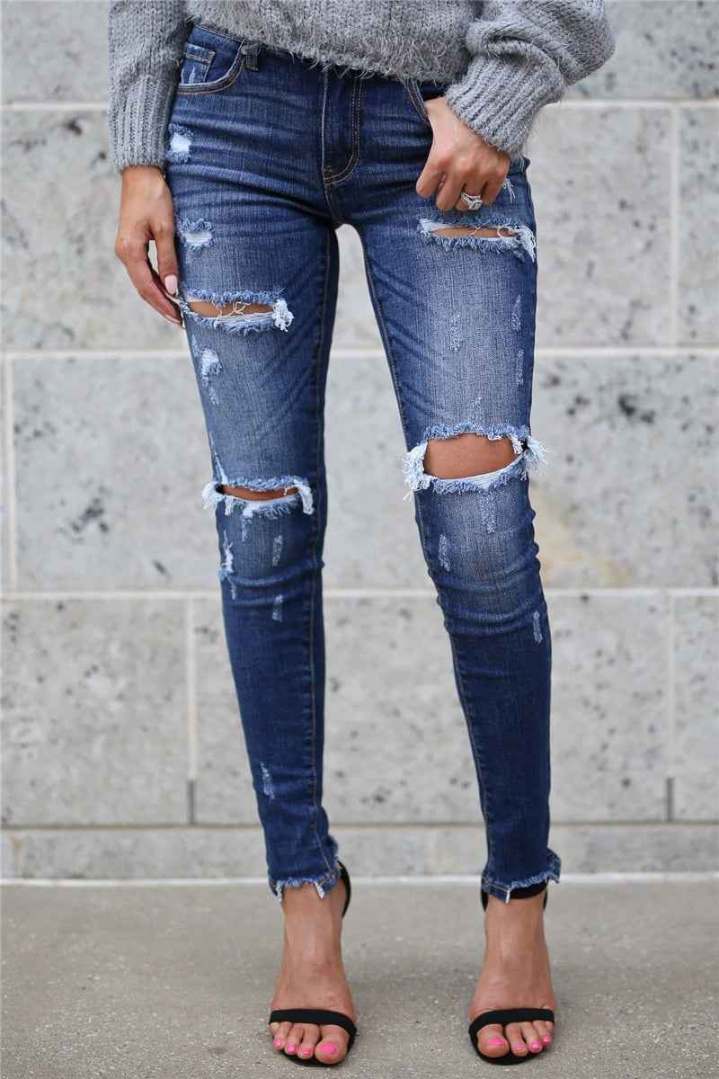 Boyfriend Hole Ripped Jeans Pants Cool Denim Vintage skinny push up womens jeans High Waist Casual ladies jeans Slim mom jeans - aurelia-clothing-8955