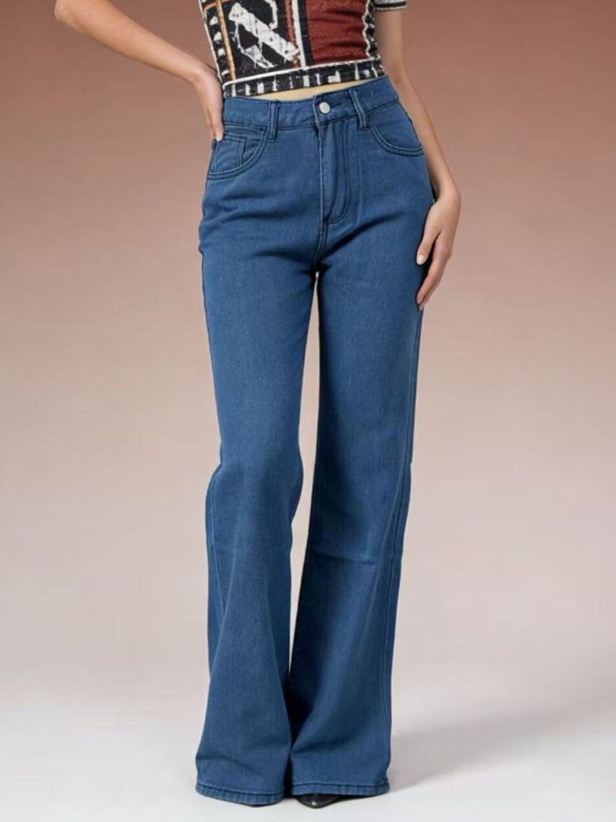 Butterfly Back Wide Leg Jeans-Free Shipping - aurelia-clothing-8955