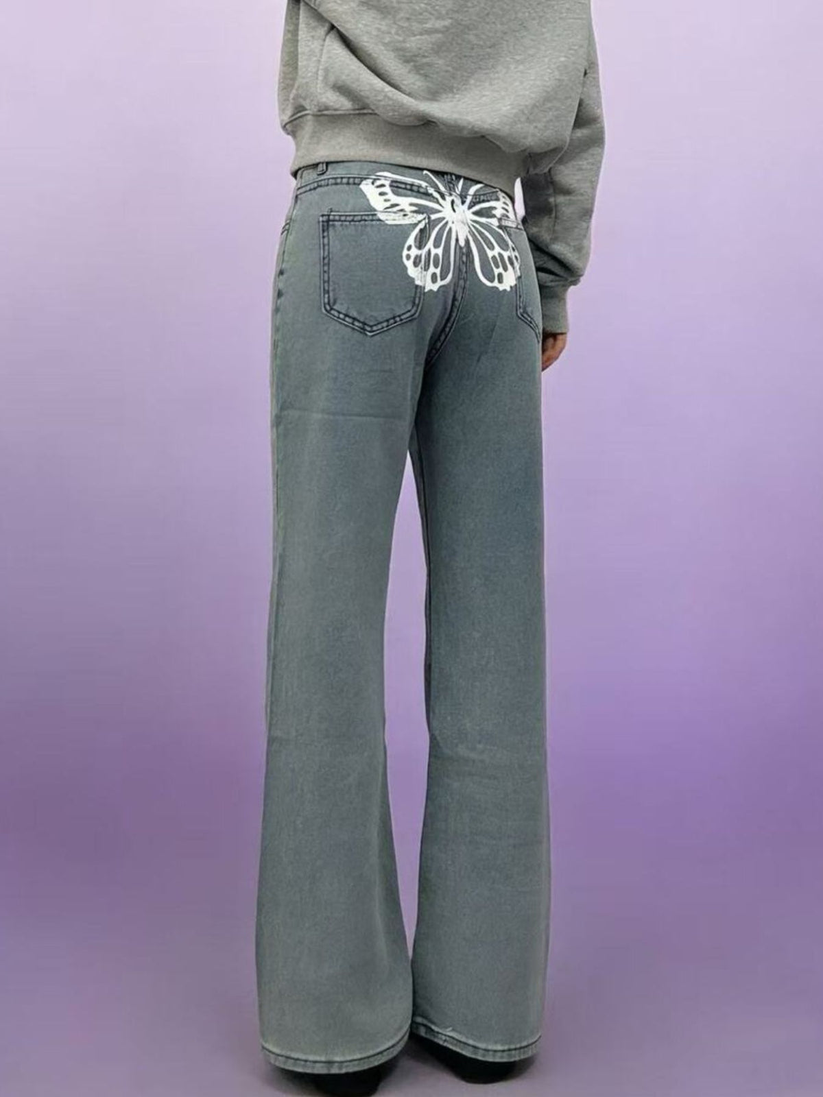 Butterfly Back Wide Leg Jeans-Free Shipping - aurelia-clothing-8955