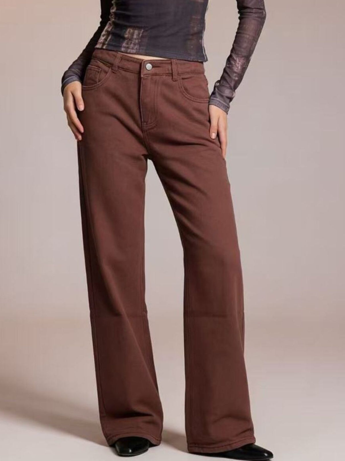 Butterfly Back Wide Leg Jeans-Free Shipping - aurelia-clothing-8955