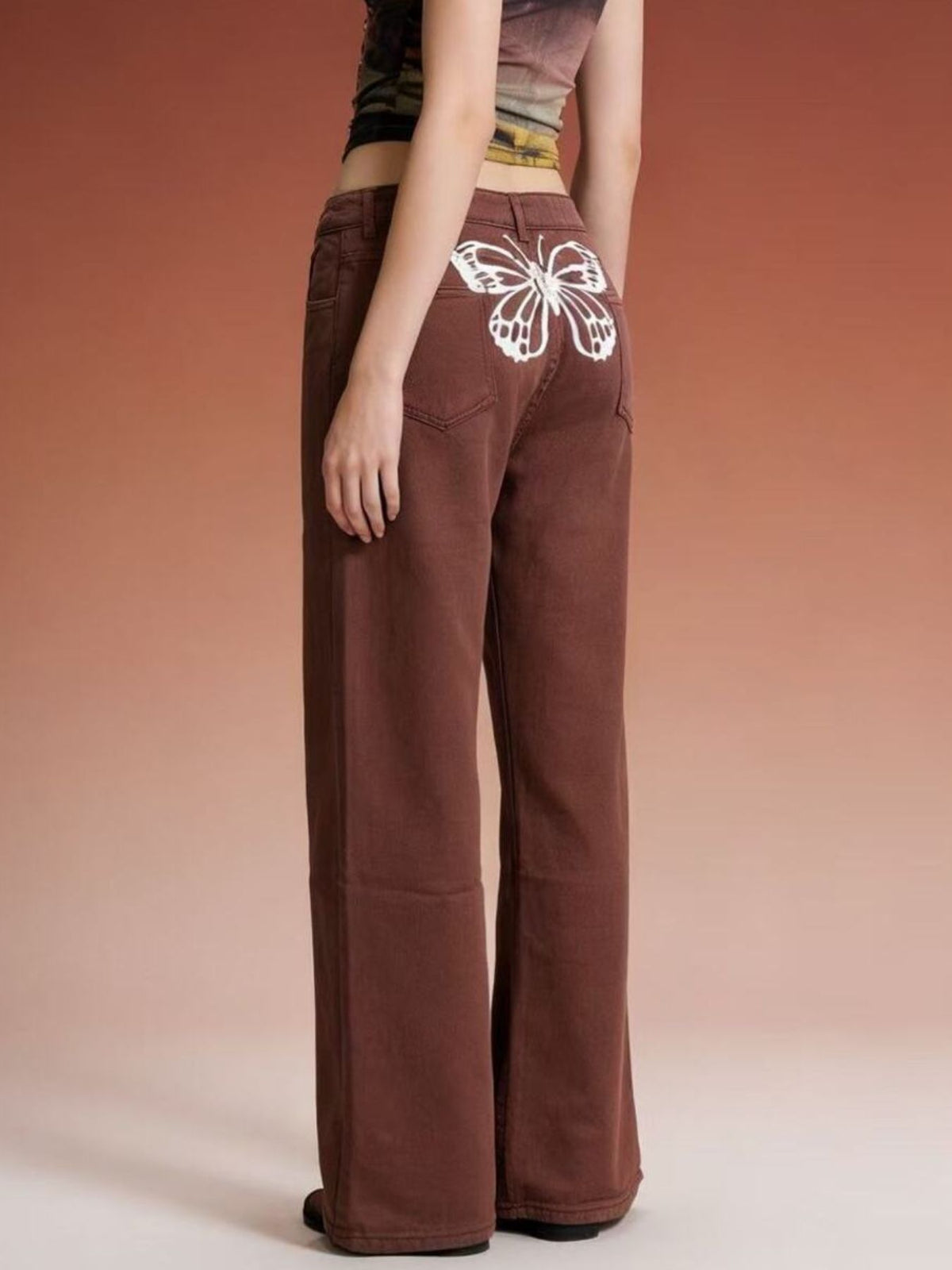 Butterfly Back Wide Leg Jeans-Free Shipping - aurelia-clothing-8955