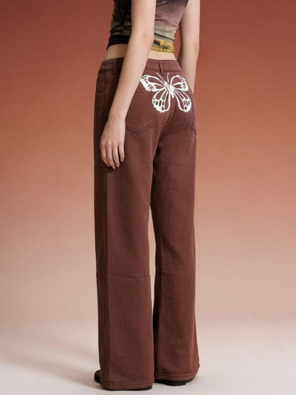 Butterfly Back Wide Leg Jeans-Free Shipping - aurelia-clothing-8955