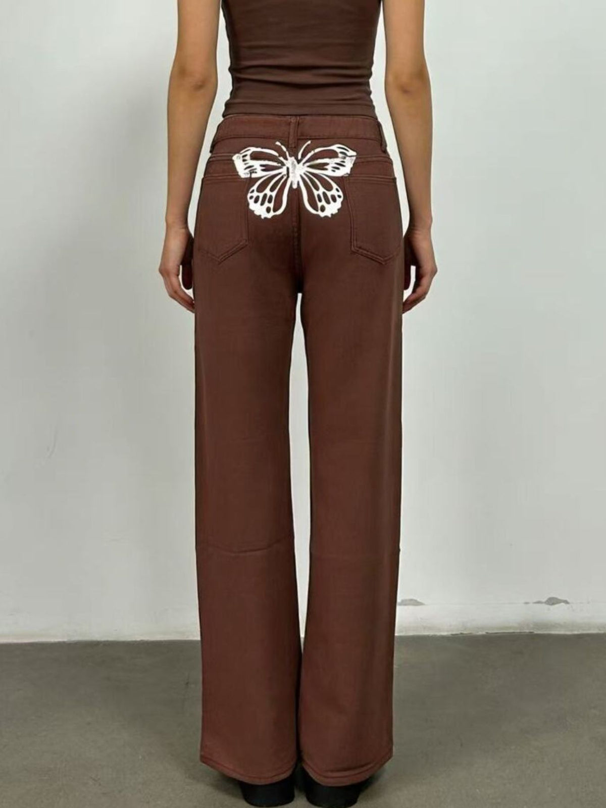 Butterfly Back Wide Leg Jeans-Free Shipping - aurelia-clothing-8955