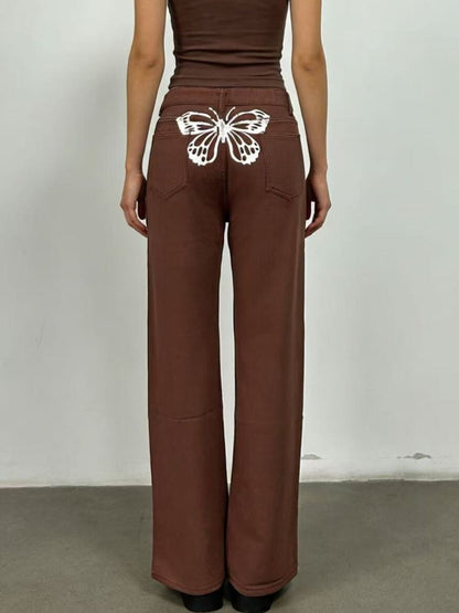Butterfly Back Wide Leg Jeans-Free Shipping - aurelia-clothing-8955