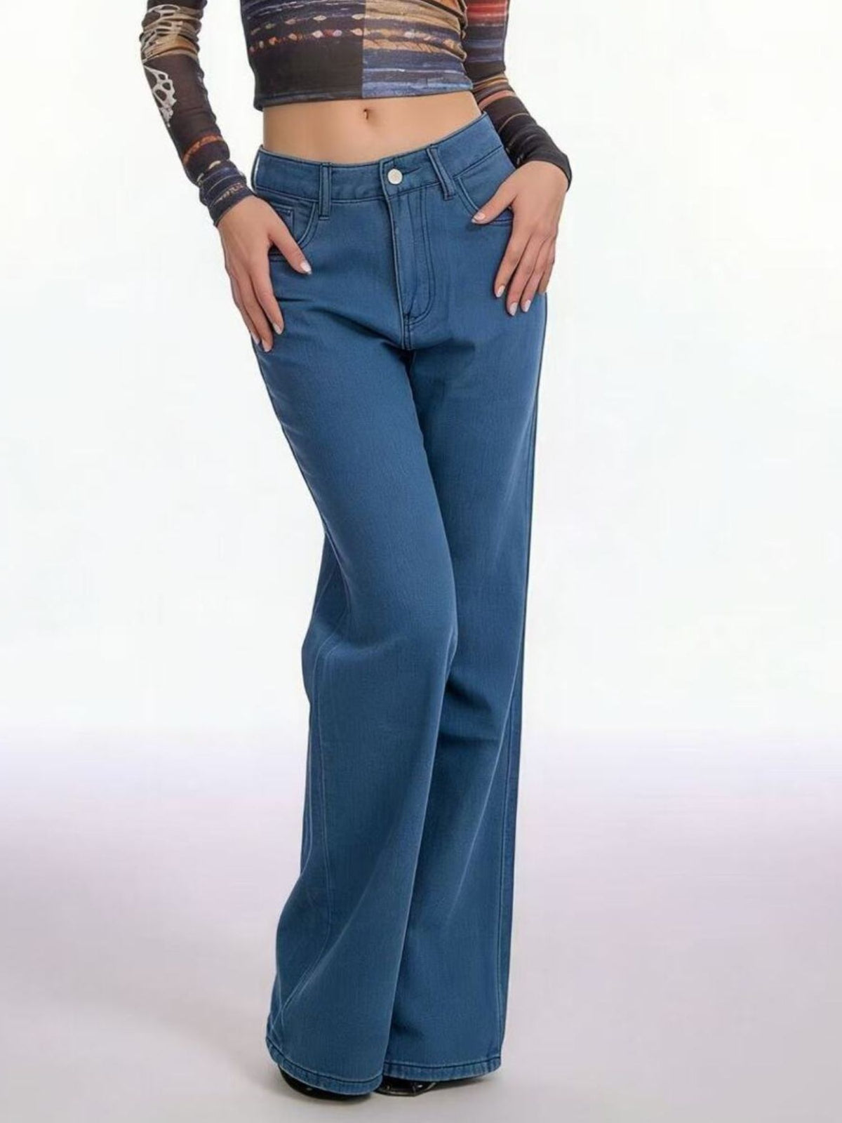 Butterfly Back Wide Leg Jeans-Free Shipping - aurelia-clothing-8955