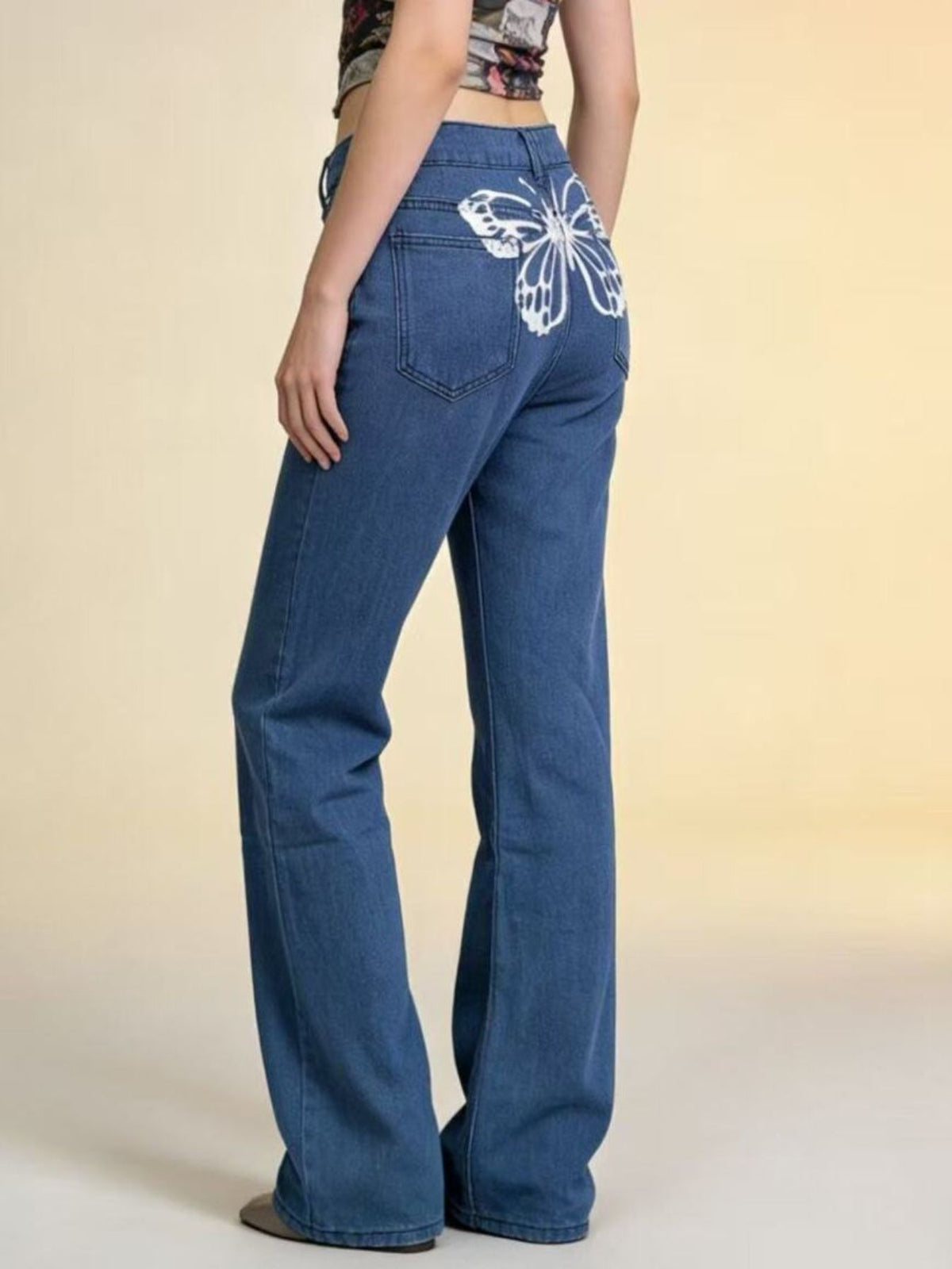 Butterfly Back Wide Leg Jeans-Free Shipping - aurelia-clothing-8955
