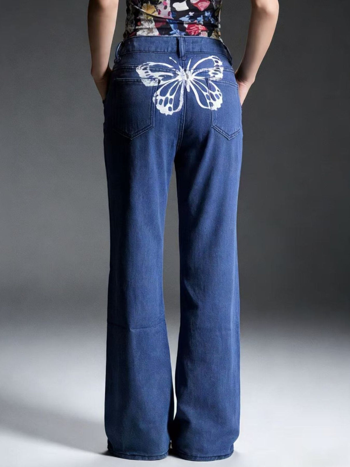 Butterfly Back Wide Leg Jeans-Free Shipping - aurelia-clothing-8955