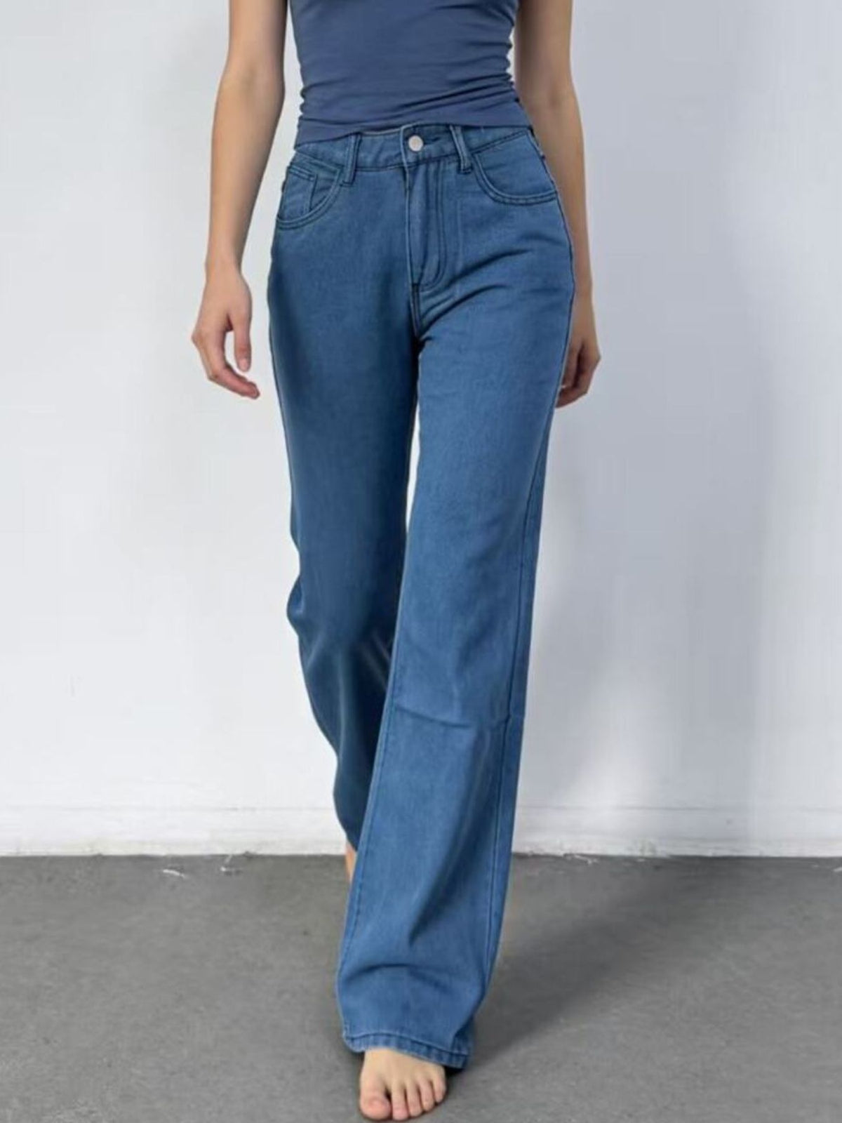Butterfly Back Wide Leg Jeans-Free Shipping - aurelia-clothing-8955