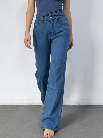 Butterfly Back Wide Leg Jeans-Free Shipping - aurelia-clothing-8955