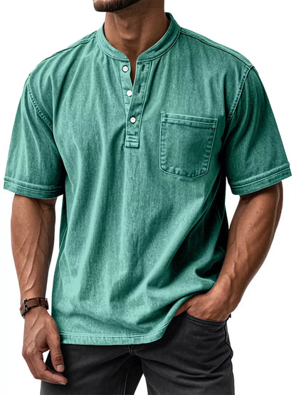 Button Detail Short Sleeve Top Plus Size-Free Shipping - aurelia-clothing-8955
