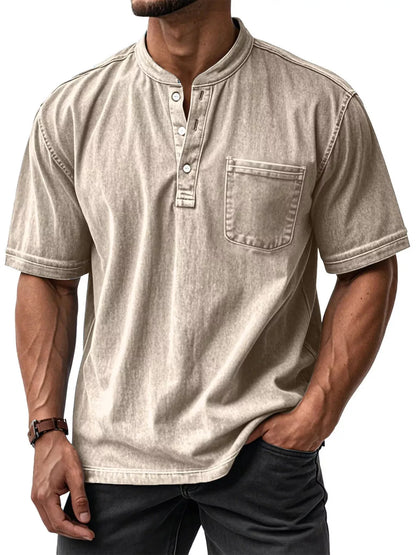Button Detail Short Sleeve Top Plus Size-Free Shipping - aurelia-clothing-8955
