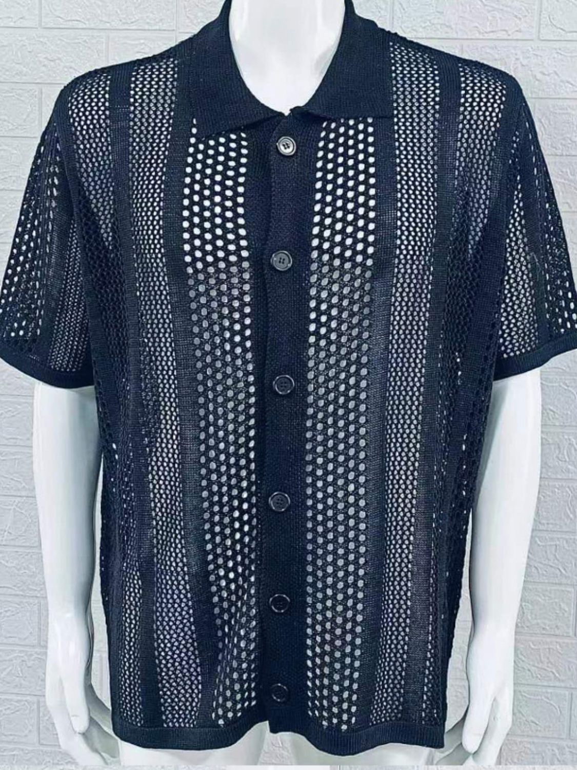 Button Down Collared Neck Hollow Out Shirt-Free Shipping - aurelia-clothing-8955