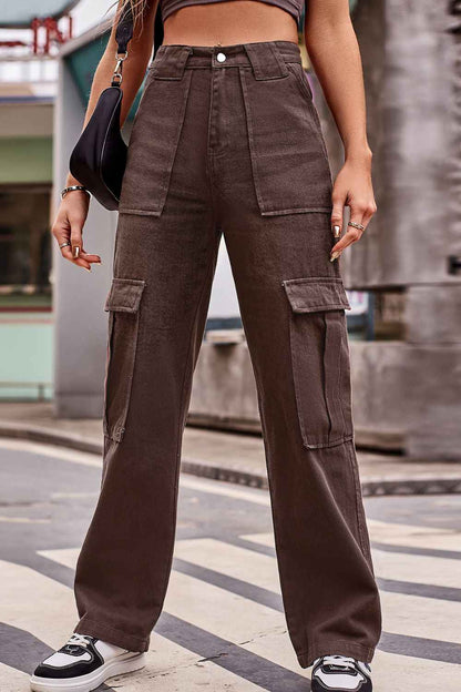 Buttoned High Waist Loose Fit Womens Jeans - aurelia-clothing-8955