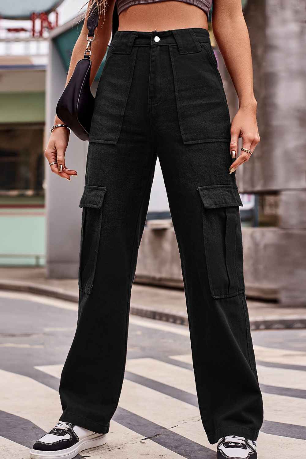 Buttoned High Waist Loose Fit Womens Jeans - aurelia-clothing-8955