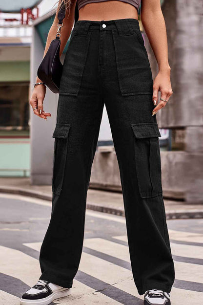 Buttoned High Waist Loose Fit Womens Jeans - aurelia-clothing-8955