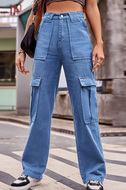 Buttoned High Waist Loose Fit Womens Jeans - aurelia-clothing-8955
