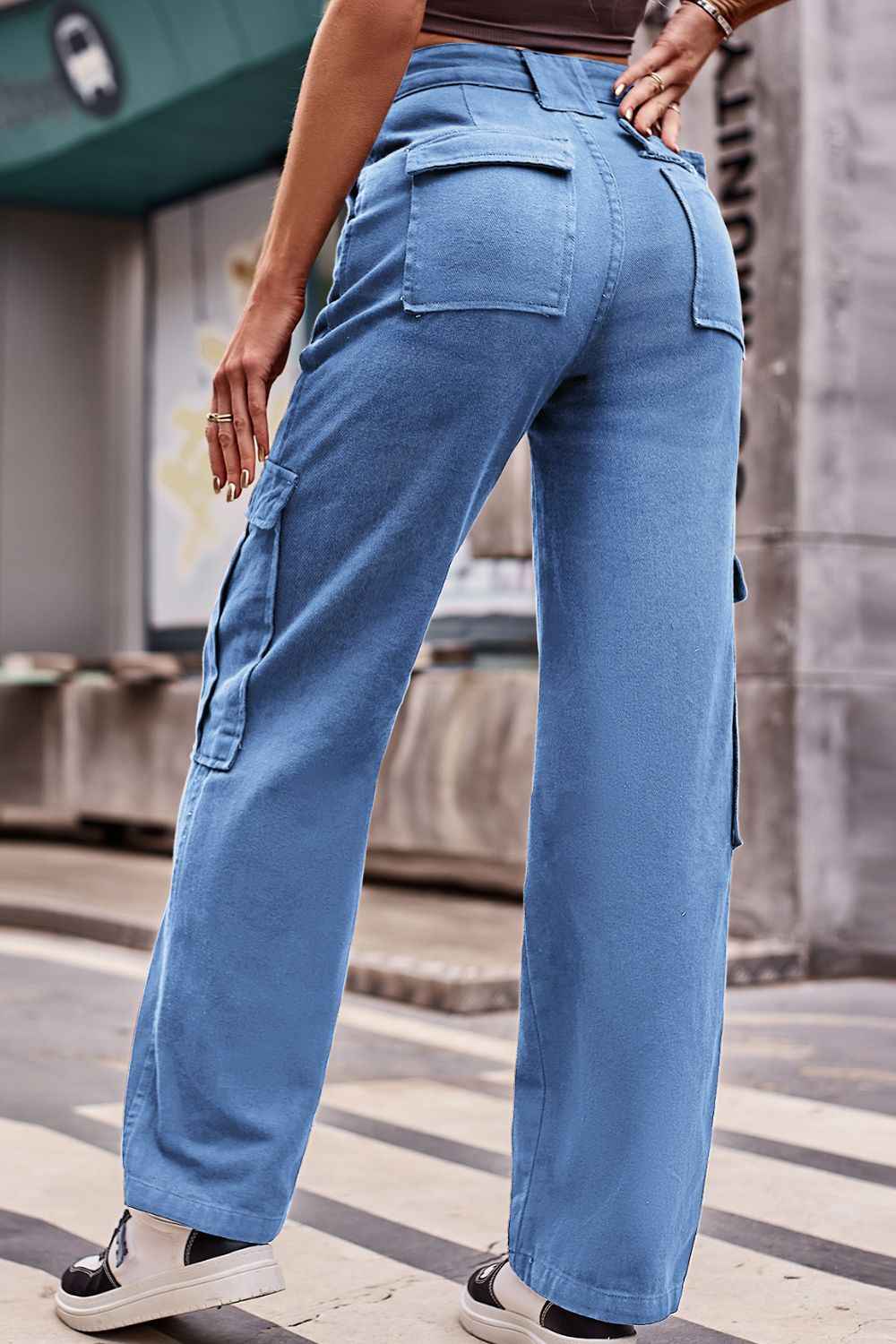 Buttoned High Waist Loose Fit Womens Jeans - aurelia-clothing-8955