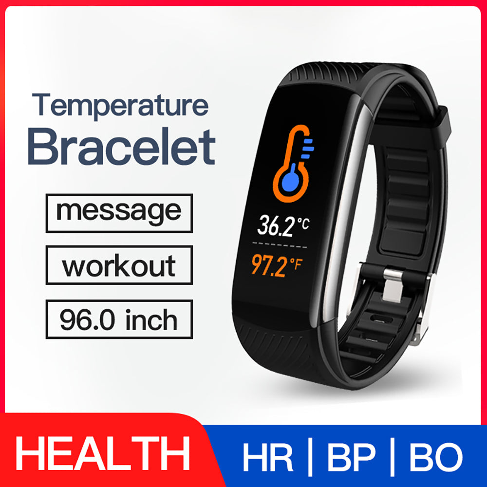 C6T Temperature Measurement Smart Bracelet Blood Pressure Heart Rate Meter Pedometer Watch Sports Bracelet - Free Shipping - aurelia-clothing-8955