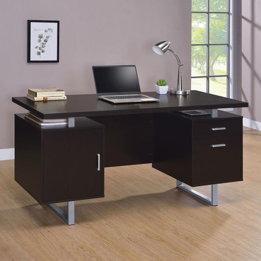 Cappuccino 2-drawer Floating Top Office Desk - Free Shipping - aurelia-clothing-8955