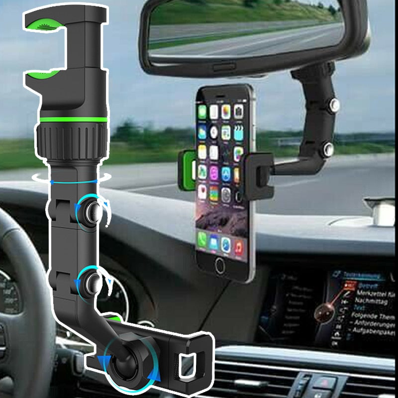 Car Phone Holder Multifunctional 360 Degree Rotatable Auto Rearview Mirror Seat Hanging Clip Bracket Cell Phone Holder for Car - Free Shipping - aurelia-clothing-8955