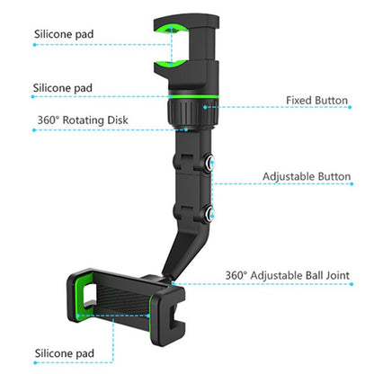 Car Phone Holder Multifunctional 360 Degree Rotatable Auto Rearview Mirror Seat Hanging Clip Bracket Cell Phone Holder for Car - Free Shipping - aurelia-clothing-8955