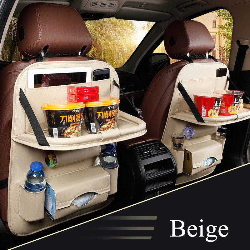 Car Seat Back Bag Folding Table Organizer Pad Drink Chair Storage Pocket Box Travel Stowing Tidying Automobile Accessories - Free Shipping - aurelia-clothing-8955