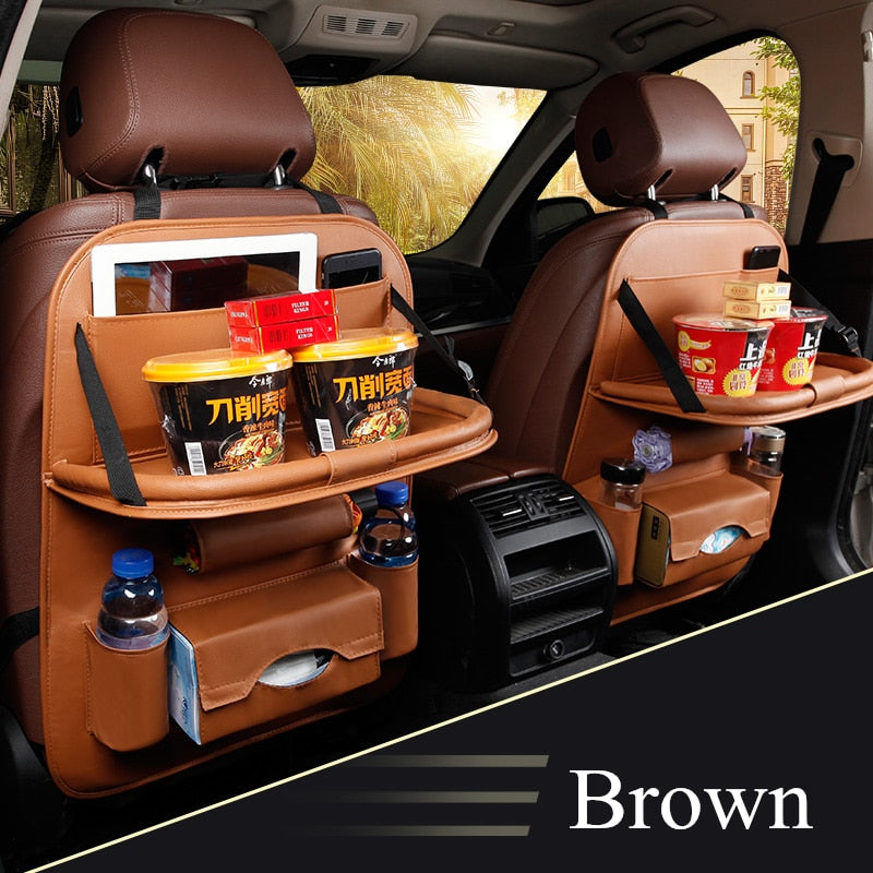 Car Seat Back Bag Folding Table Organizer Pad Drink Chair Storage Pocket Box Travel Stowing Tidying Automobile Accessories - Free Shipping - aurelia-clothing-8955