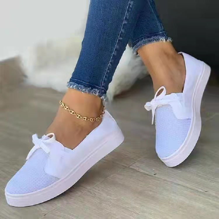 Casual Flying Woven Womens Shoes New Rhinestone Womens Shoes Flat Bow Slip-On Shoes - Free Shipping - aurelia-clothing-8955