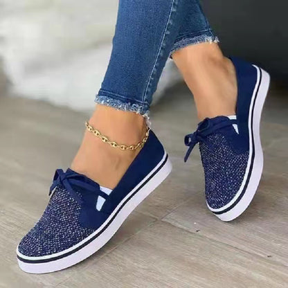 Casual Flying Woven Womens Shoes New Rhinestone Womens Shoes Flat Bow Slip-On Shoes - Free Shipping - aurelia-clothing-8955