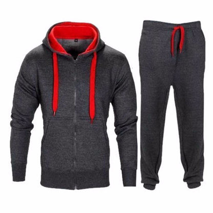 Casual Solid Tracksuit Zipper Hooded Sweatshirt Jacket Sweatpants Mens Tracksuit-Free Shipping - aurelia-clothing-8955