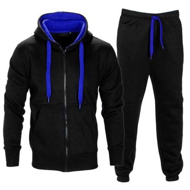 Casual Solid Tracksuit Zipper Hooded Sweatshirt Jacket Sweatpants Mens Tracksuit-Free Shipping - aurelia-clothing-8955