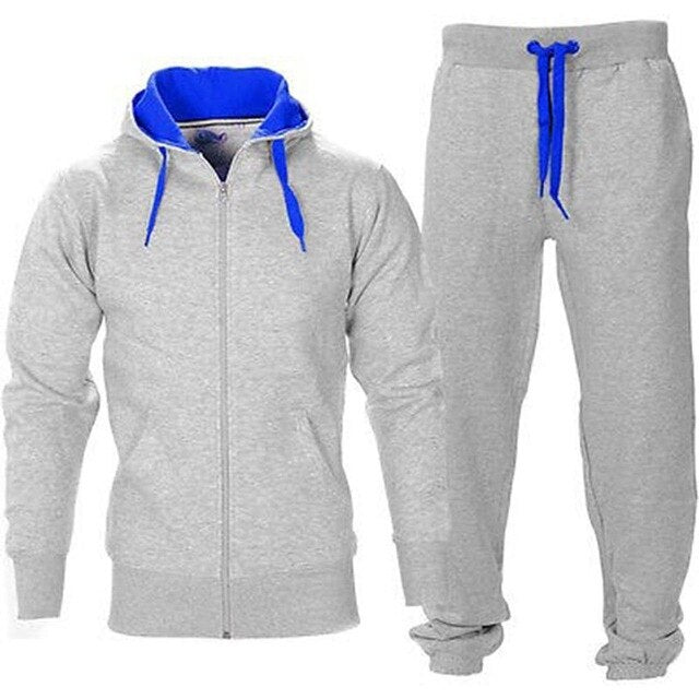 Casual Solid Tracksuit Zipper Hooded Sweatshirt Jacket Sweatpants Mens Tracksuit-Free Shipping - aurelia-clothing-8955