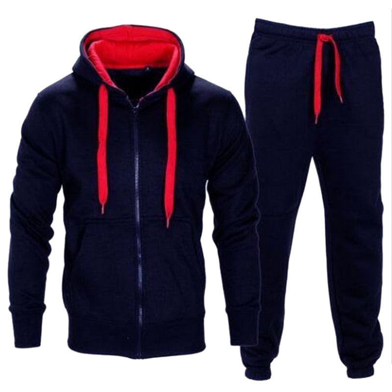 Casual Solid Tracksuit Zipper Hooded Sweatshirt Jacket Sweatpants Mens Tracksuit-Free Shipping - aurelia-clothing-8955