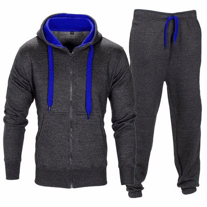 Casual Solid Tracksuit Zipper Hooded Sweatshirt Jacket Sweatpants Mens Tracksuit-Free Shipping - aurelia-clothing-8955