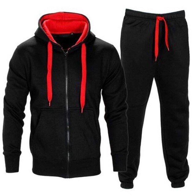 Casual Solid Tracksuit Zipper Hooded Sweatshirt Jacket Sweatpants Mens Tracksuit-Free Shipping - aurelia-clothing-8955