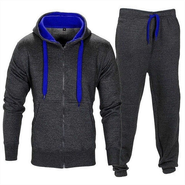 Casual Solid Tracksuit Zipper Hooded Sweatshirt Jacket Sweatpants Mens Tracksuit-Free Shipping - aurelia-clothing-8955