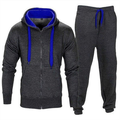 Casual Solid Tracksuit Zipper Hooded Sweatshirt Jacket Sweatpants Mens Tracksuit-Free Shipping - aurelia-clothing-8955
