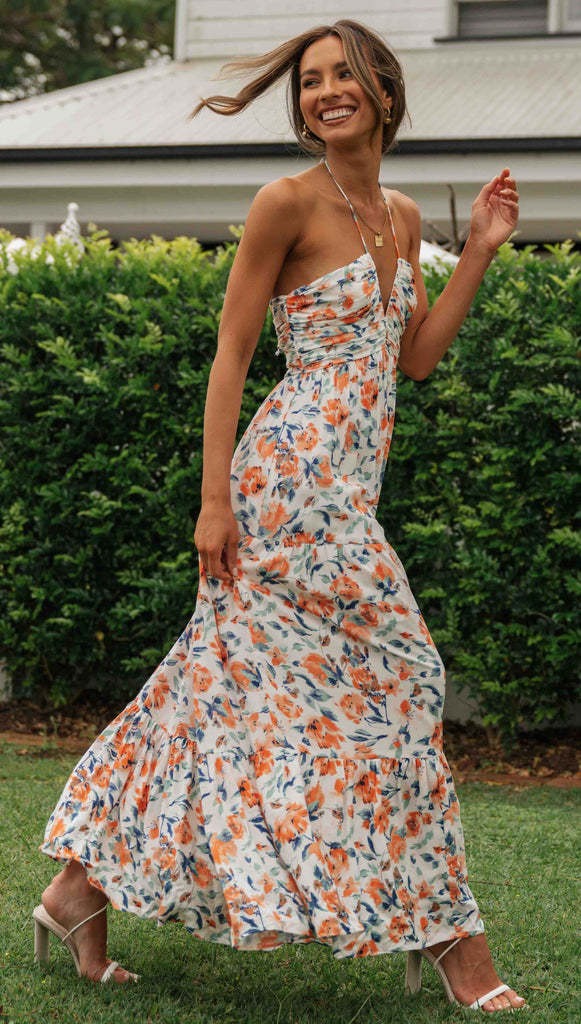 Chiffon V-neck sleeveless patchwork large hem long dress - Free Shipping - aurelia-clothing-8955