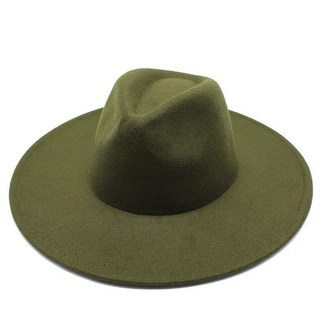 Classical Wide Brim Fedora Hat Black white Wool Hats Men Women Crushable Winter Hat Derby Wedding Church Jazz Hats - Free Shipping - aurelia-clothing-8955
