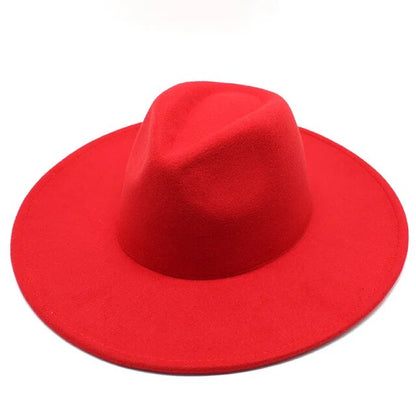 Classical Wide Brim Fedora Hat Black white Wool Hats Men Women Crushable Winter Hat Derby Wedding Church Jazz Hats - Free Shipping - aurelia-clothing-8955