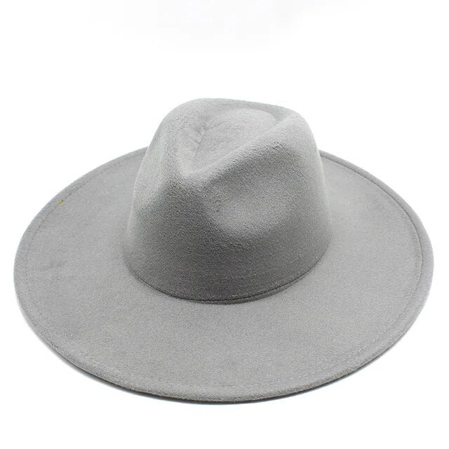 Classical Wide Brim Fedora Hat Black white Wool Hats Men Women Crushable Winter Hat Derby Wedding Church Jazz Hats - Free Shipping - aurelia-clothing-8955
