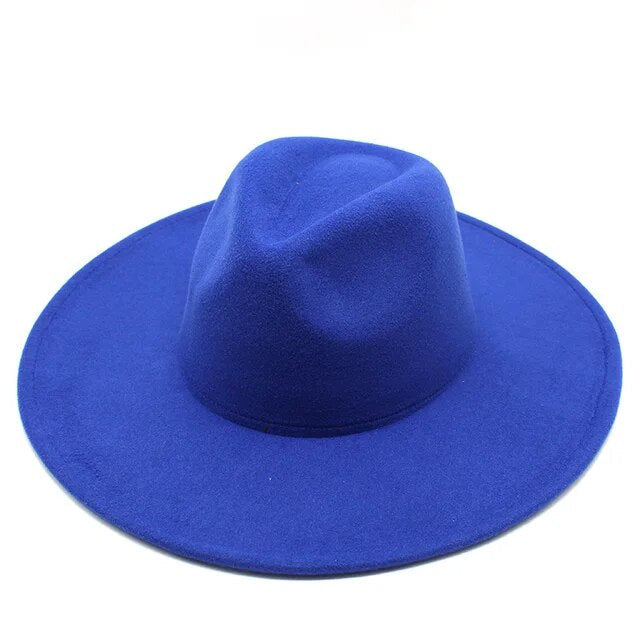 Classical Wide Brim Fedora Hat Black white Wool Hats Men Women Crushable Winter Hat Derby Wedding Church Jazz Hats - Free Shipping - aurelia-clothing-8955