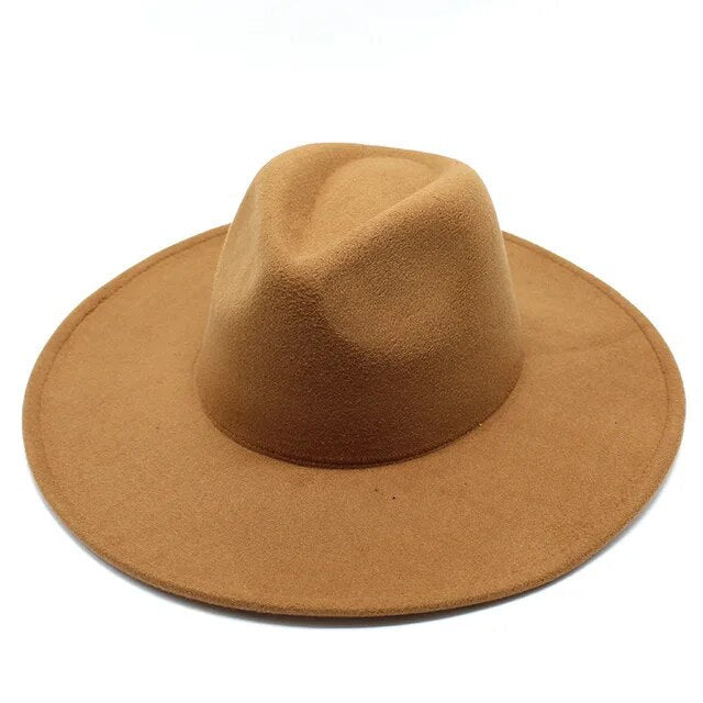 Classical Wide Brim Fedora Hat Black white Wool Hats Men Women Crushable Winter Hat Derby Wedding Church Jazz Hats - Free Shipping - aurelia-clothing-8955