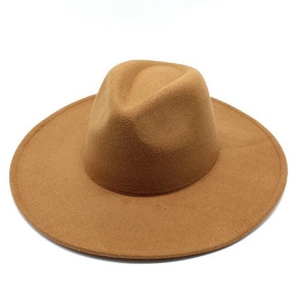 Classical Wide Brim Fedora Hat Black white Wool Hats Men Women Crushable Winter Hat Derby Wedding Church Jazz Hats - Free Shipping - aurelia-clothing-8955